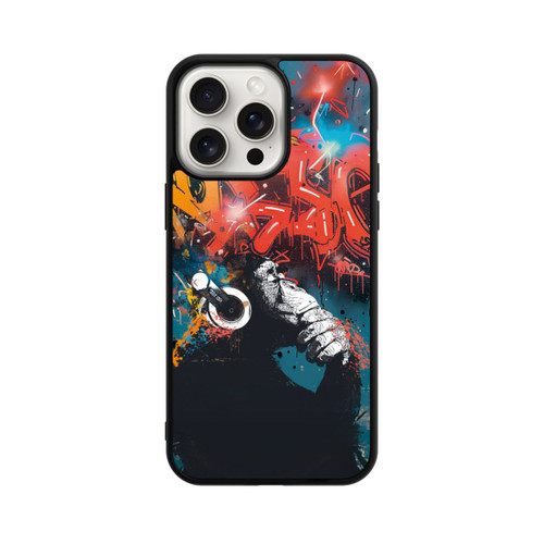 Apple iPhone 15 Pro Max Base Case Affe Stereo Kopfhörer Graffiti Street Art
