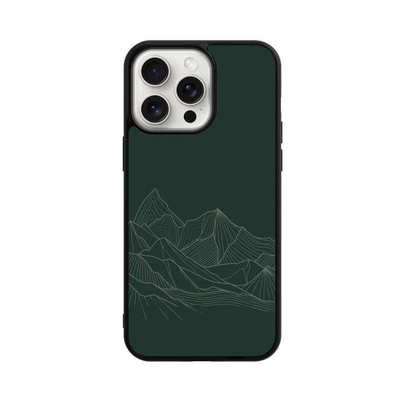 iPhone 15 Pro Max Base Case Berg Line Art Grün