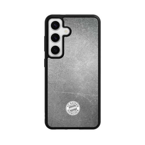 Samsung Galaxy S24 Base Case Klassisches FCB Logo Klein - Weiß auf Metalllook