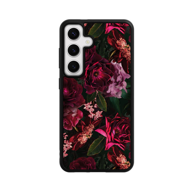 Galaxy S24 Base Case Dunkle romantische Vintage Rosen und Pfingstrosen