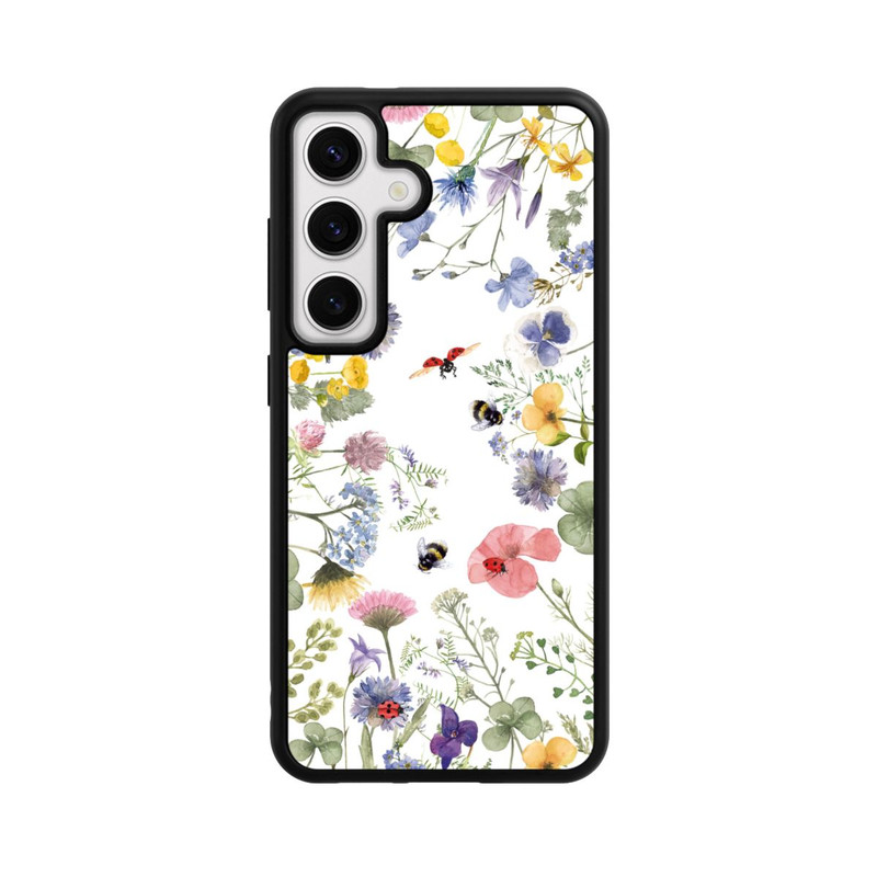 Galaxy S24 Base Case Bunte Frühlingsblumen und Bienen