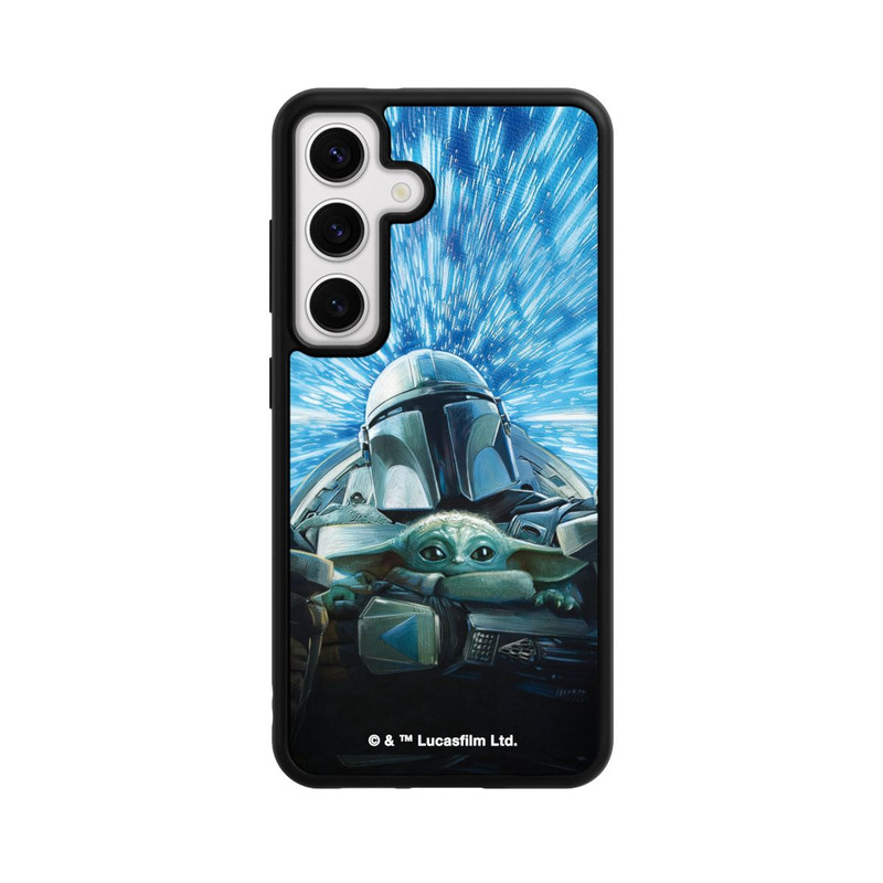 Galaxy S24 Base Case Grogu und Mando fliegen blau