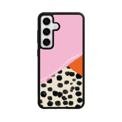 Samsung Galaxy S24 Base Case Rosa und Orange Gepunkteter Hintergrund