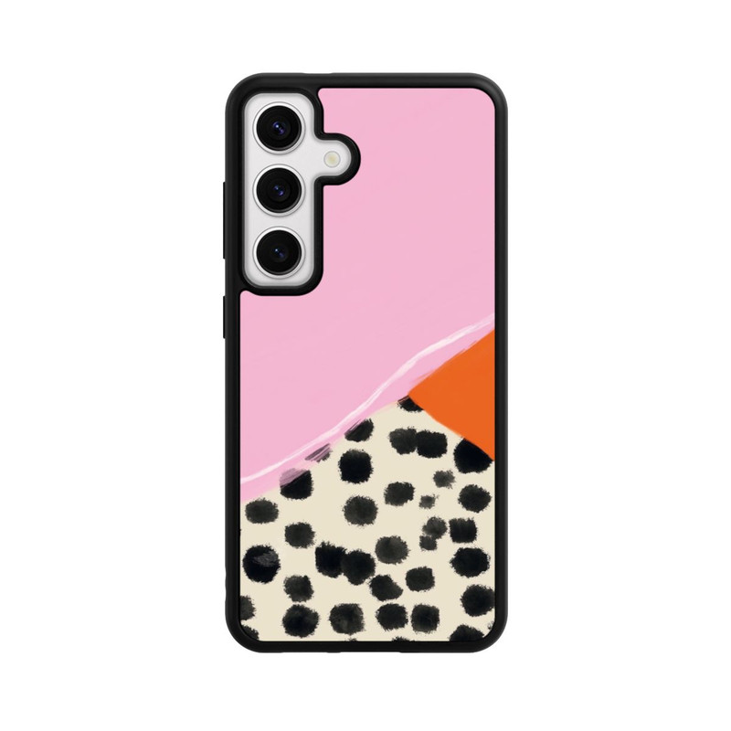 Galaxy S24 Base Case Rosa und Orange Gepunkteter Hintergrund
