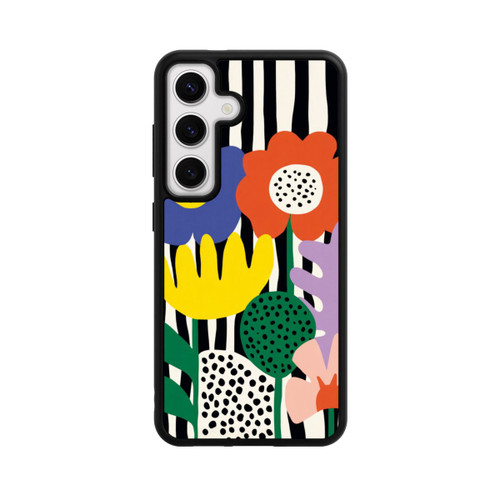 Samsung Galaxy S24 Base Case Flowers Striped Background