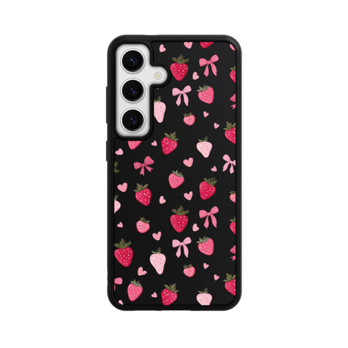 Samsung Galaxy S24 Base Case Erdbeer Herz Schleifen Pink Muster Transparent