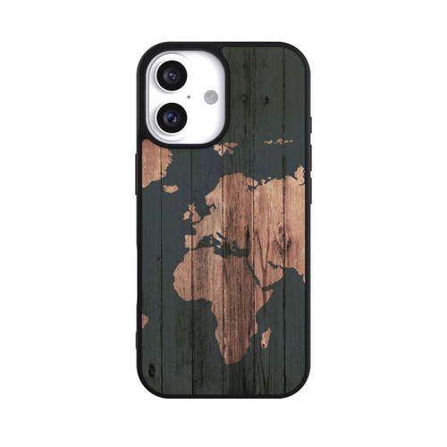 Apple iPhone 16 Base Case Wooden World Map