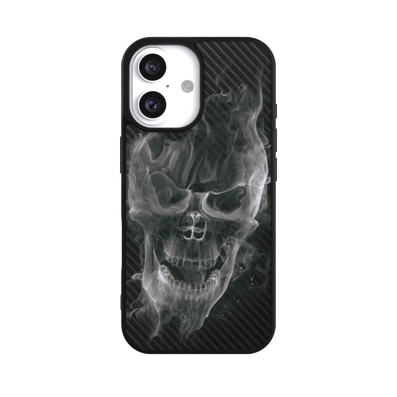 iPhone 16 Base Case rauchender Totenkopf Carbon
