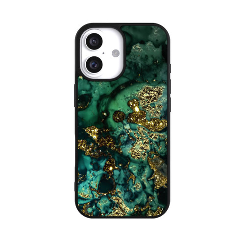 Apple iPhone 16 Base Case Cyan Glitzer Marmorlook