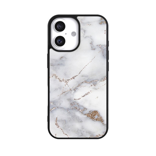 Apple iPhone 16 Base Case Silberglitzer Marmorlook