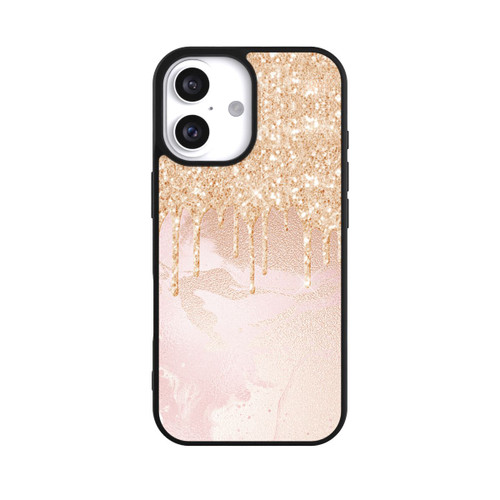 Apple iPhone 16 Base Case  Roségoldener Glitzer Tropfen Look