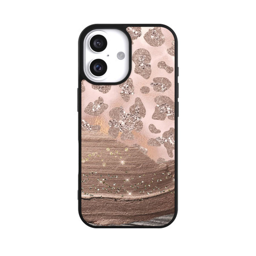 Apple iPhone 16 Base Case Silberner Leoparden Glitzerlook