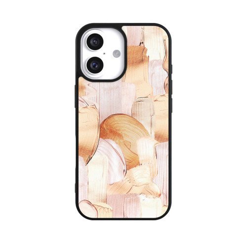 Apple iPhone 16 Base Case Weiß/Gold Pinsel Muster