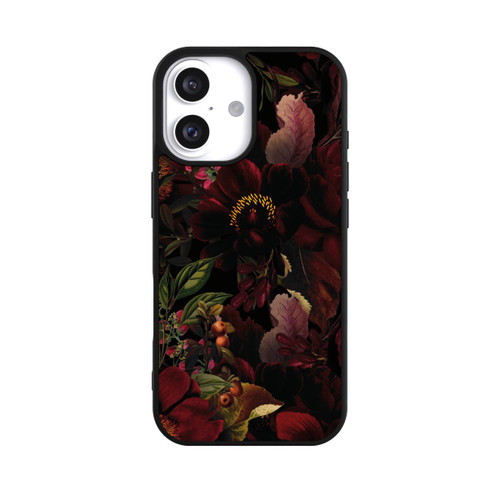 Apple iPhone 16 Base Case Dunkle Rote Vintage Barock Rosen