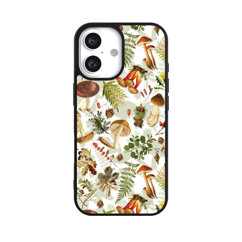 iPhone 16 Base Case Pilzmuster Weiß
