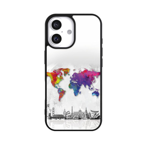 Apple iPhone 16 Base Case Weltkarte mit Skyline