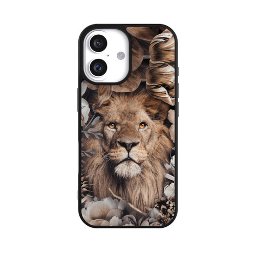 Apple iPhone 16 Base Case Löwe Blumenrahmen Beige