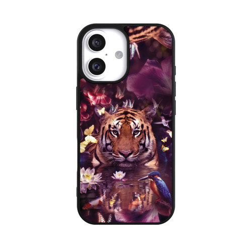 Apple iPhone 16 Base Case Tiger Blumenrahmen