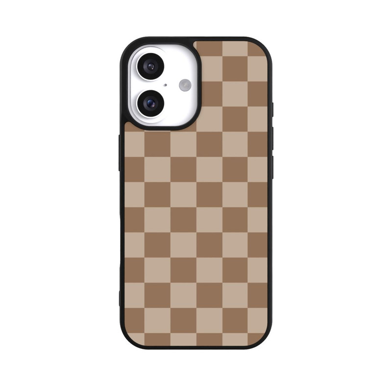 iPhone 16 Base Case Braun Karo