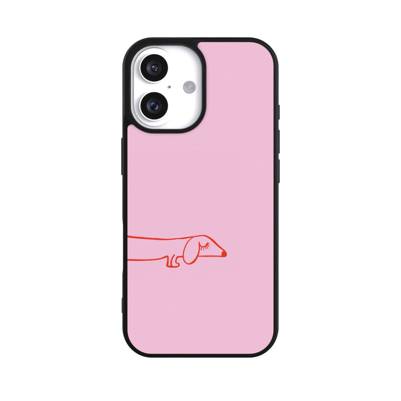 iPhone 16 Base Case Dachshund Illustration Pink