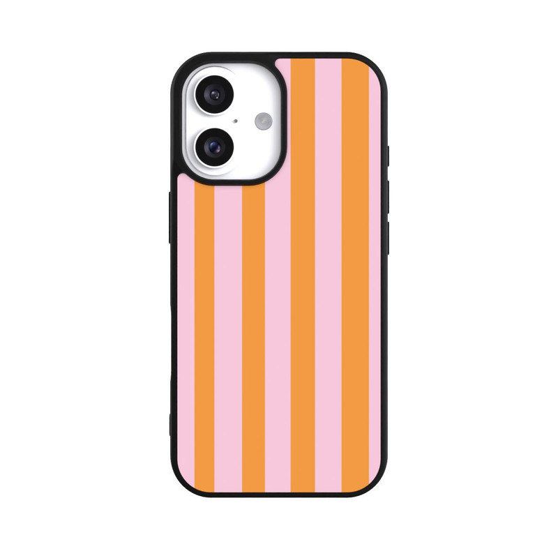 iPhone 16 Base Case Orange Rosa Streifen