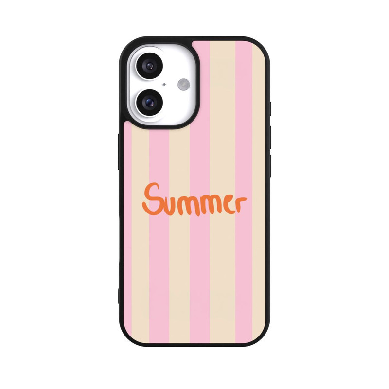 iPhone 16 Base Case Summer- Rosa und Orange Streifen Hintergrund