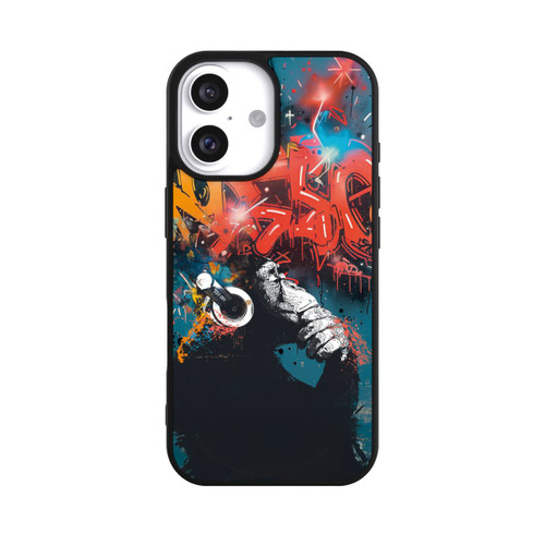 Apple iPhone 16 Base Case Affe Stereo Kopfhörer Graffiti Street Art