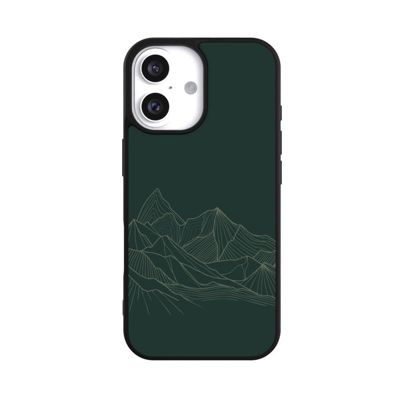iPhone 16 Base Case Berg Line Art Grün