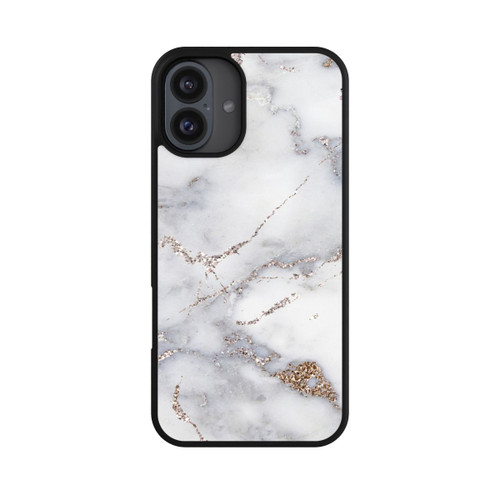 Apple iPhone 16 Plus Base Case Silberglitzer Marmorlook