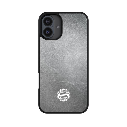 Apple iPhone 16 Plus Base Case Klassisches FCB Logo Klein - Weiß auf Metalllook