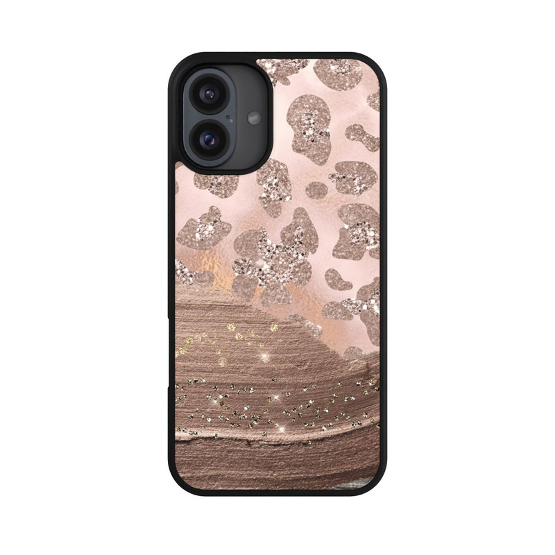 iPhone 16 Plus Base Case Silberner Leoparden Glitzerlook