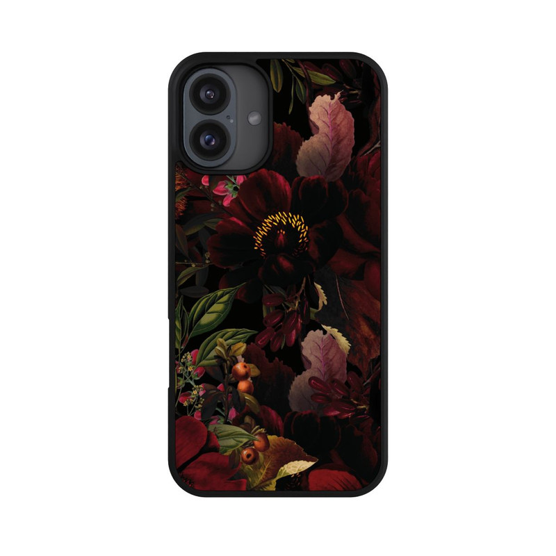 iPhone 16 Plus Base Case Dunkle Rote Vintage Barock Rosen
