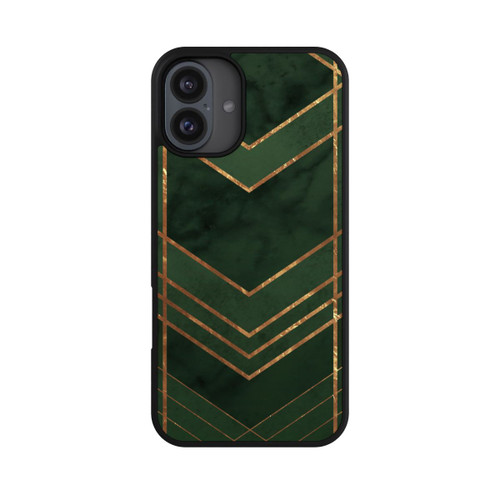 Apple iPhone 16 Plus Base Case Dunkelgrün gemustert Goldene Streifen