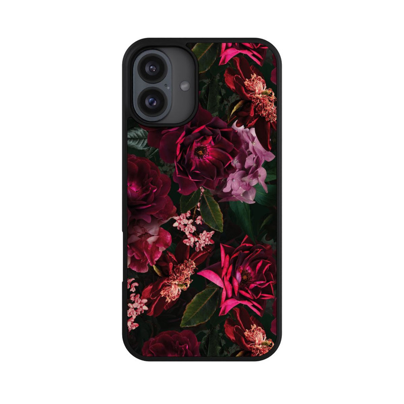 iPhone 16 Plus Base Case Dunkle romantische Vintage Rosen und Pfingstrosen