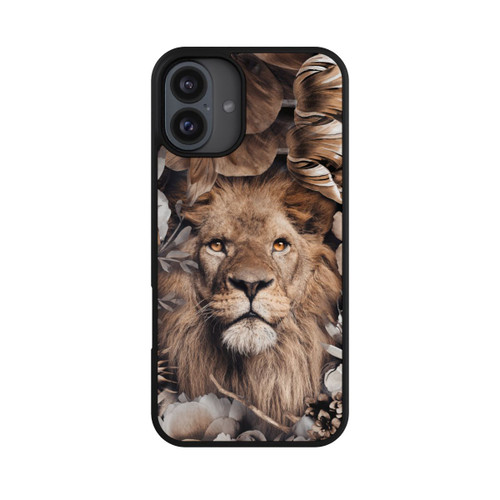 Apple iPhone 16 Plus Base Case Löwe Blumenrahmen Beige