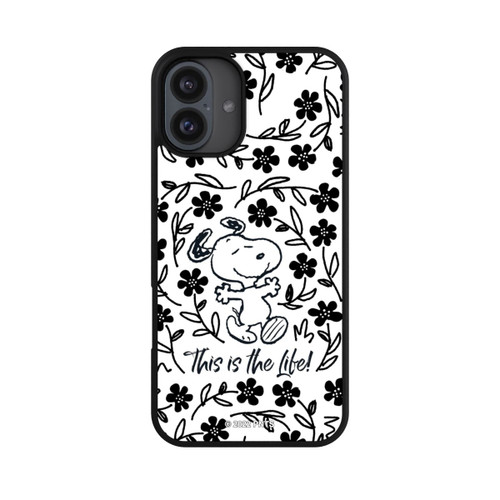 Apple iPhone 16 Plus Base Case Snoopy schwarz und weiß This Is The Life