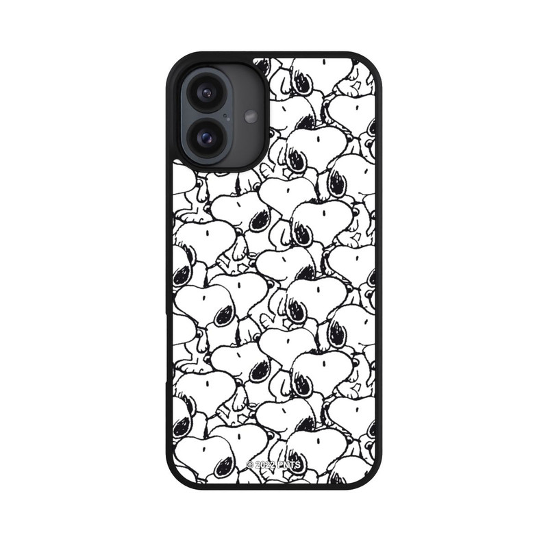 iPhone 16 Plus Base Case Snoopy Muster Schwarz und Weiß