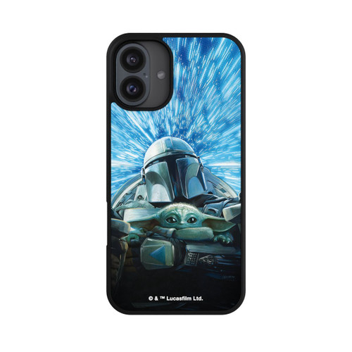 Apple iPhone 16 Plus Base Case Grogu und Mando fliegen blau