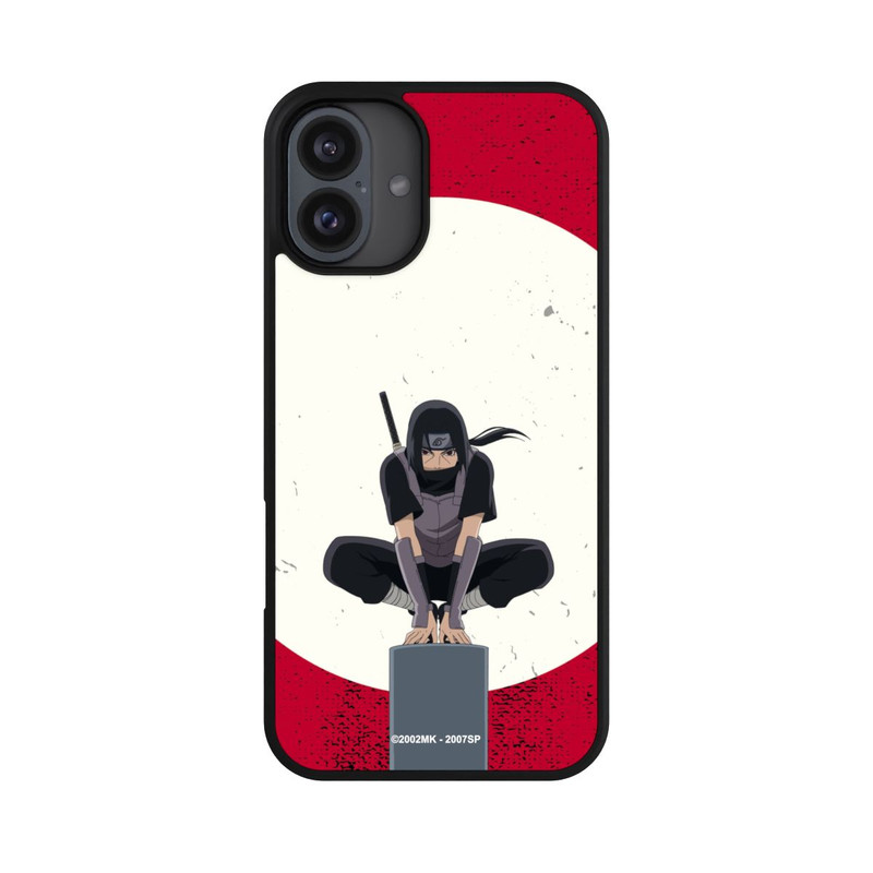 iPhone 16 Plus Base Case Itachi Uchiha Symbol Roter Hintergrund