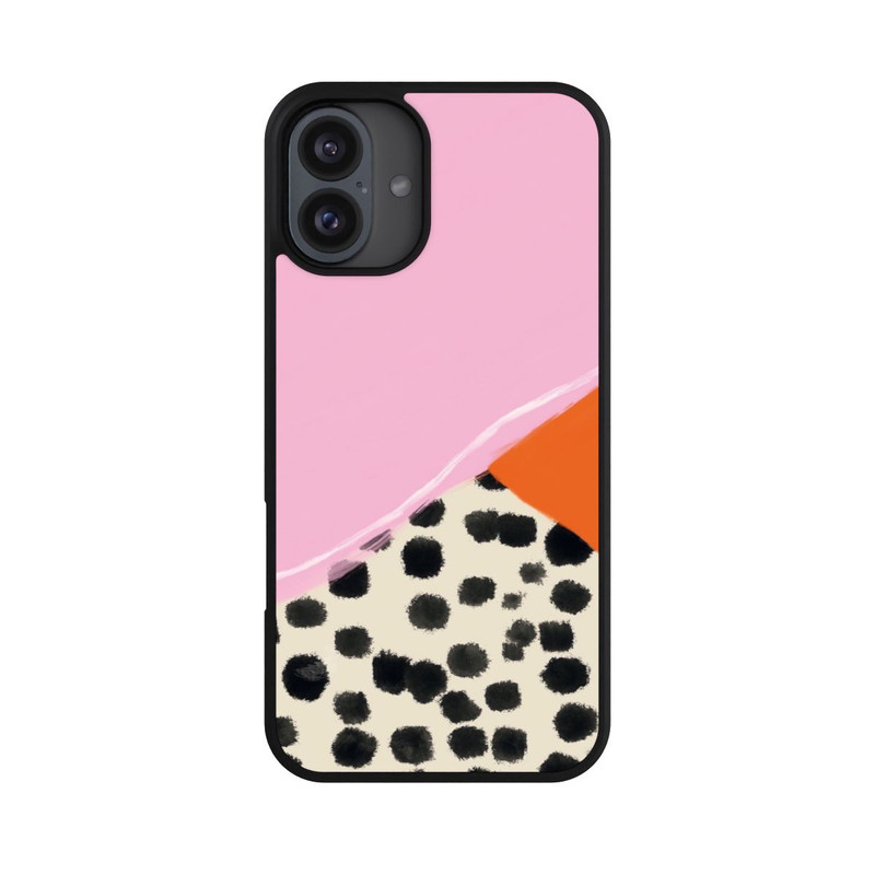 iPhone 16 Plus Base Case Rosa und Orange Gepunkteter Hintergrund