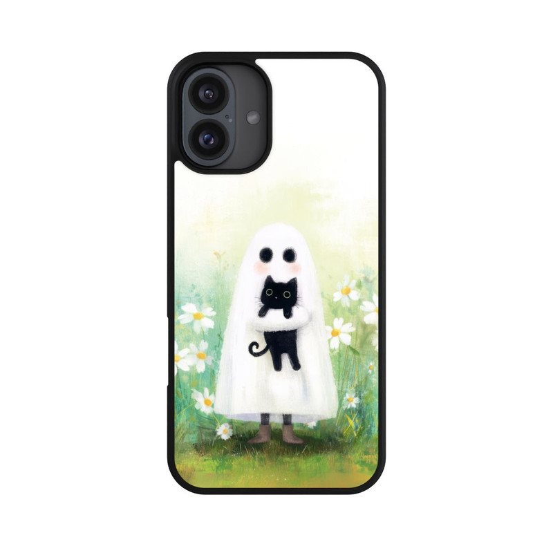 iPhone 16 Plus Base Case Geist und Katze Halloween mit KI
