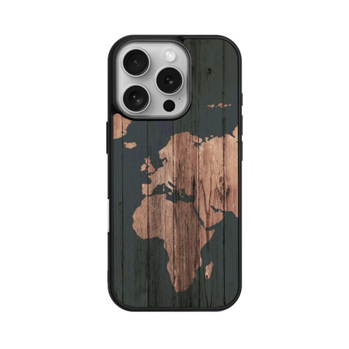 Apple iPhone 16 Pro Base Case Wooden World Map