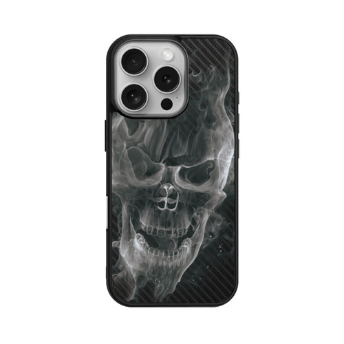 Apple iPhone 16 Pro Base Case rauchender Totenkopf Carbon