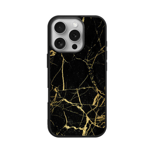 Apple iPhone 16 Pro Base Case Schwarzgoldener Marmor-Look
