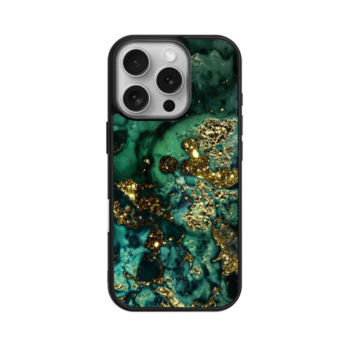 Apple iPhone 16 Pro Base Case Cyan Glitzer Marmorlook