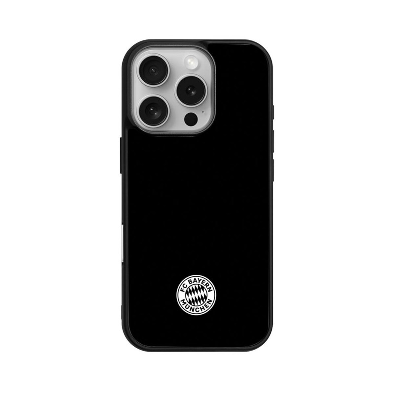 iPhone 16 Pro Base Case Klassisches FCB Logo Klein - Weiß auf Schwarz