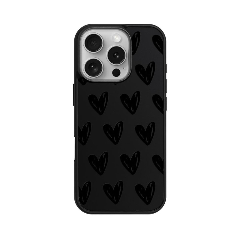 iPhone 16 Pro Base Case Herzen Schwarz ohne Hintergrund