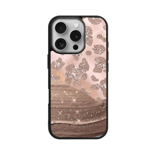 Apple iPhone 16 Pro Base Case Silberner Leoparden Glitzerlook