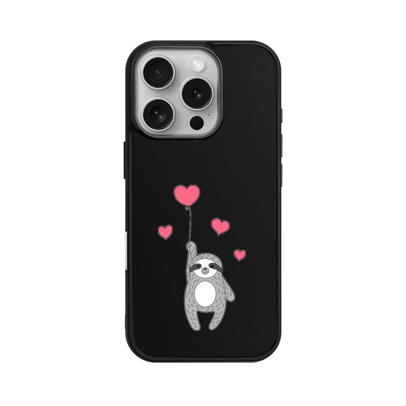 iPhone 16 Pro Base Case Faultier mit Herzen transparent