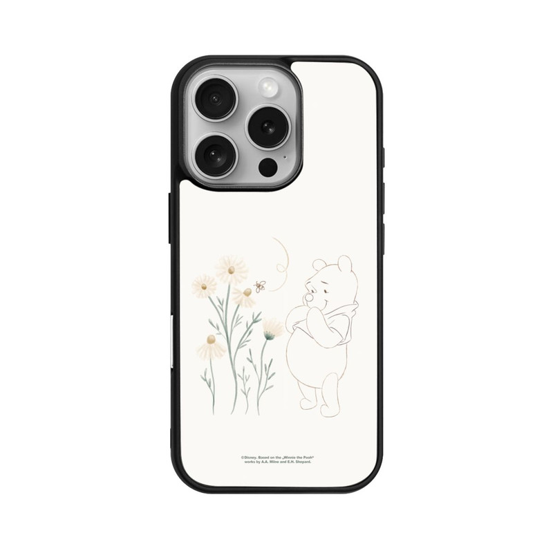 iPhone 16 Pro Base Case Winnie Puuh sieht sich Gänseblümchen an